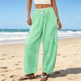 thumbnail image 3 of vigerkar Casual Wide Leg Plaid Barrel Pants for Women Drawstring Low Waist Palazzo Harem Trousers with Pockets (Green, XXL), 3 of 6