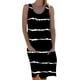 thumbnail image 3 of Vestido tipo túnica con estampado de rayas sueltas para mujer, sin mangas, hasta la rodilla, con vuelo, 3 of 5