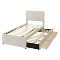 thumbnail image 3 of Harper & Bright Designs Twin Size Upholstered Platform Bed with Trundle and 3 Drawers, Linen Fabric, Beige, 3 of 9