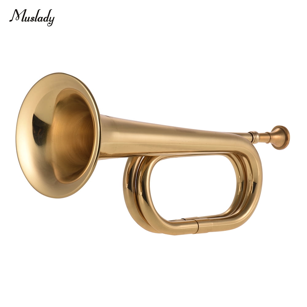 B Flat Bugle Call Trumpet Cavalry Horn Brass Instrument with Mouthpiece for School Band