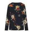 thumbnail image 3 of Oplxuo Womens Floral Print Long Sleeve V Neck Shirts Fall Tops Cute Trendy Basic Slim Fit Tunic Blouses Cotton T Shirts, 3 of 4
