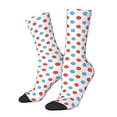 thumbnail image 2 of Uemuo Red Blue Polka Dots Pattern Women's Crew Socks, Soft Durable Breathable Moisture-Wicking with Odor Control Cotton socks, 2 of 9