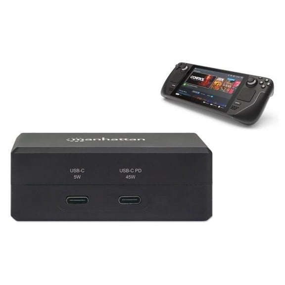 Steam Deck Travel Dock and 52W USB Charger - Two USB-C and Two USB-A Ports - Manhattan