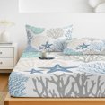 thumbnail image 6 of Twin Sze Fitted Sheet Set - Coastal 2 Piece Bedding Sets 16" Deep Pocket Fitted Sheet with 1 Pillowcase, Summer Beach Nautical Coral Starfish Brushed Microfiber Hotel Luxury Bed Sheets, 6 of 9