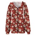 thumbnail image 6 of Women's Fashionable Casual Zippered Hooded Sweatshirt Jacket with Christmas Print and Drawstring, Furry Plush for Winter,Vermilion,XL, 6 of 6