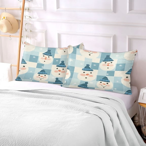 Pillow Case Plush Pillow Kawaii Snowman Seamless Pattern Case standard size/King size/Queen size Bed Pillow Pillowcases