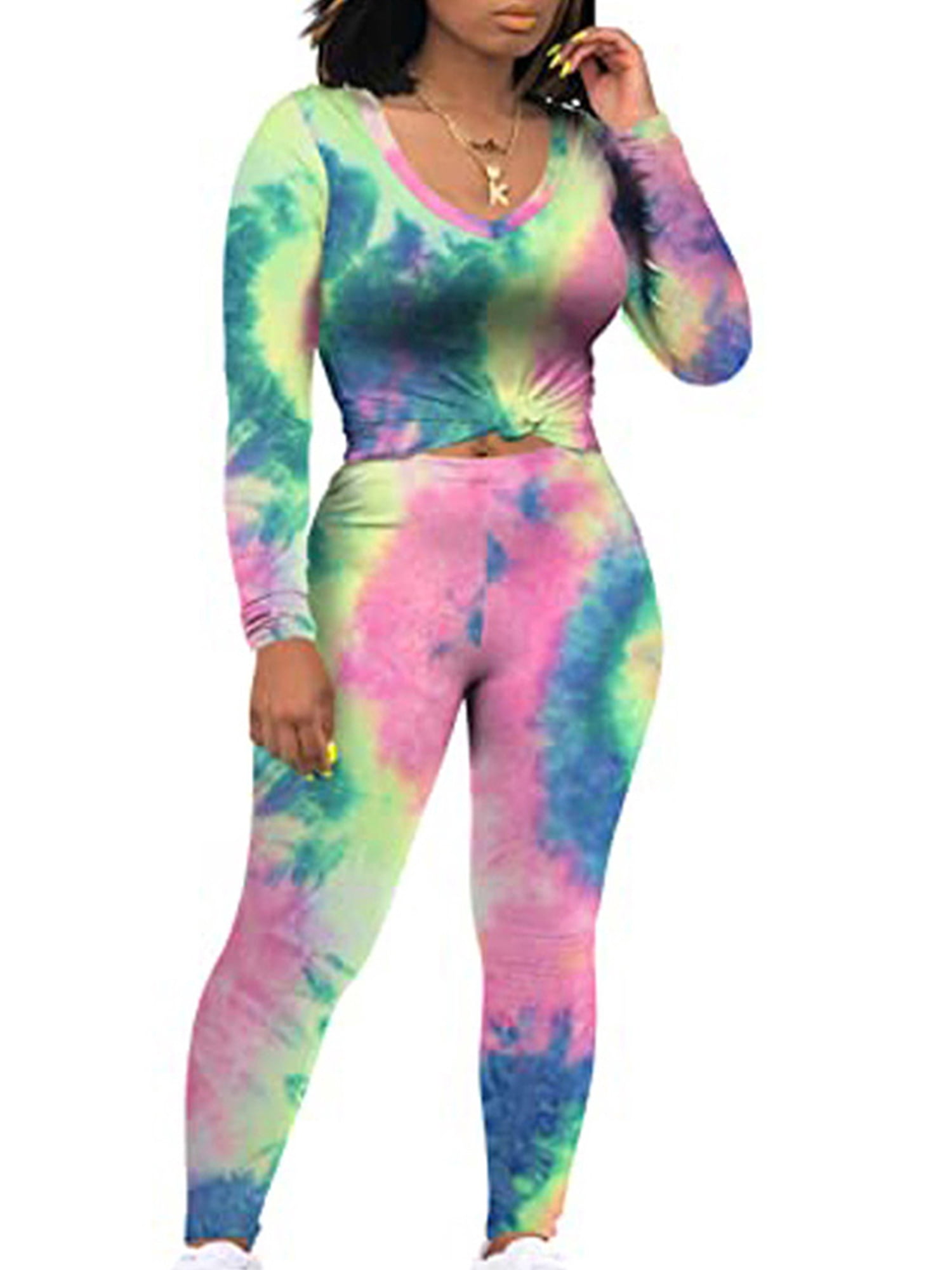 Womens Workout Tie Dye Tights Long 