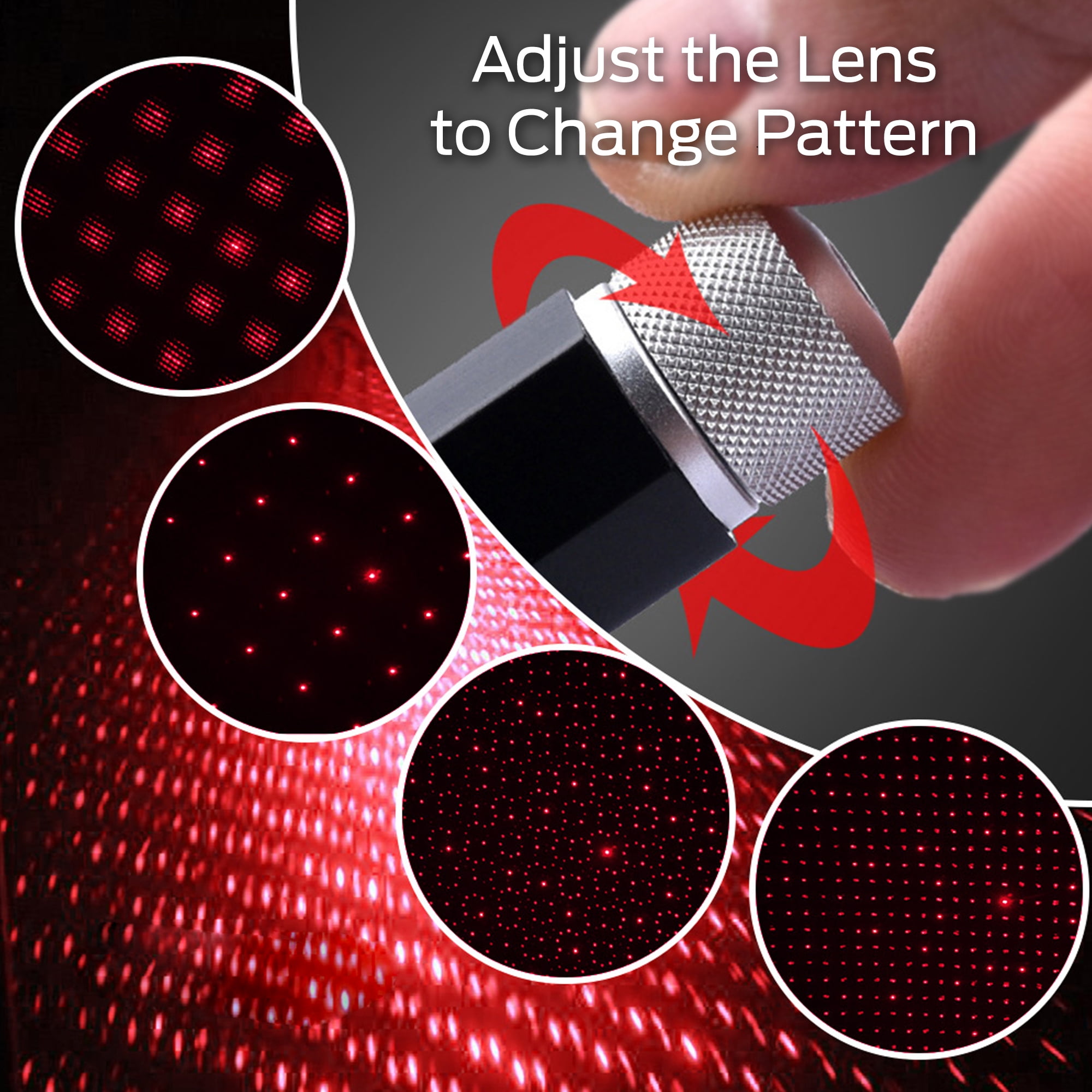 Monster 8" Red Starry Night LED Laser Light: USB-Powered Laser Accent