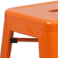 thumbnail image 3 of 24'' High Backless Orange Metal Indoor-Outdoor Counter Height Stool with Square Seat, 3 of 9