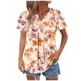 thumbnail image 4 of Paiyanr Women Tunic Tops Casual V-Neck Short Sleeve Shirts Floral Blouses Loose Summer Tops, 4 of 7