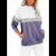 thumbnail image 1 of Sudadera Informal de Larga con Bloques de Color para Mujer, Cuello Redondo, Corte Holgado y Bolsillos. Púrpura L, 1 of 6
