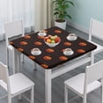 thumbnail image 3 of Black Halloween Pumpkins Square Fitted Tablecloth with Elastic Edge,Square Table Cover,Washable Elastic Table Cover for Home Kitchen Party Decor 34"x34", 3 of 6