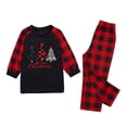 thumbnail image 3 of Odeerbi Christmas Pajamas for Family Plaid Holiday Long Sleeve Family Christmas Pajamas Matching Sets Kids Fashion Plaid Print Blouse Tops Pants Sleepwear Xmas Family Matching PJs Set Red, 3 of 6