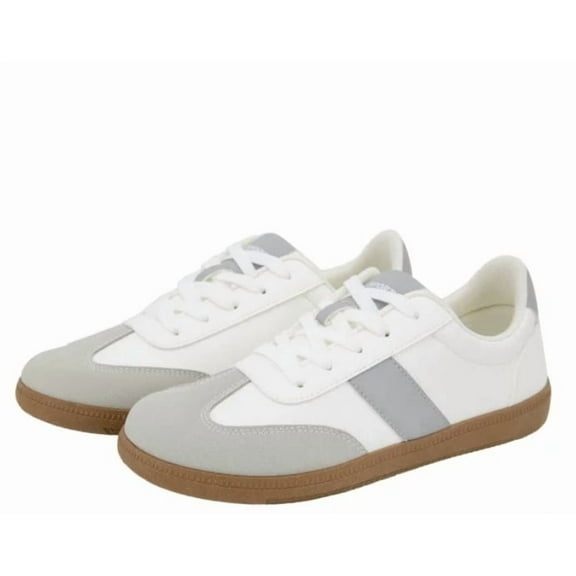 JSport Women's Size 7, Lace-up Sneakers Shoes, White/Grey, New (NO BOX)