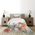 thumbnail image 4 of Ambesonne Exotic Quilted Bedspread Set 2 Pcs, Orchids Blossoms Floral, Twin Size, Orange and Teal, 4 of 5