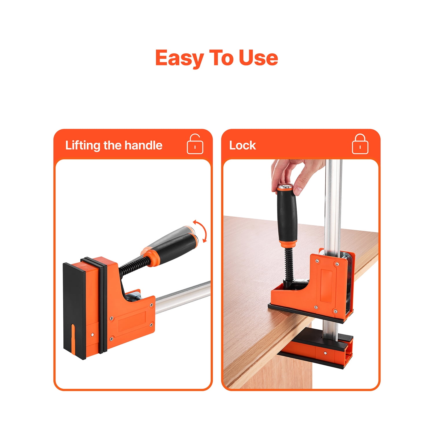 KFFKFF 30-Inch Parallel Bar Clamps, 2-Pack, F-Clamp Set with 1500 lbs Load Capacity, Durable Plastic and Carbon Steel Construction, Ideal for Woodworking and Metal Projects, Orange