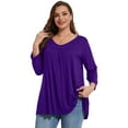thumbnail image 6 of LARACE Women's Plus Size Tops 3/4 Length Sleeve Shirts Dressy Casual V Neck Tunic Blouse DarkPurple_3X, 6 of 6
