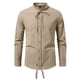 thumbnail image 2 of pstuiky camisa de manga larga para hombre, Top informal de manga larga con cuello alto y botones con cordón para hombre, de color liso y moderno Tops de hombre m, 2 of 9