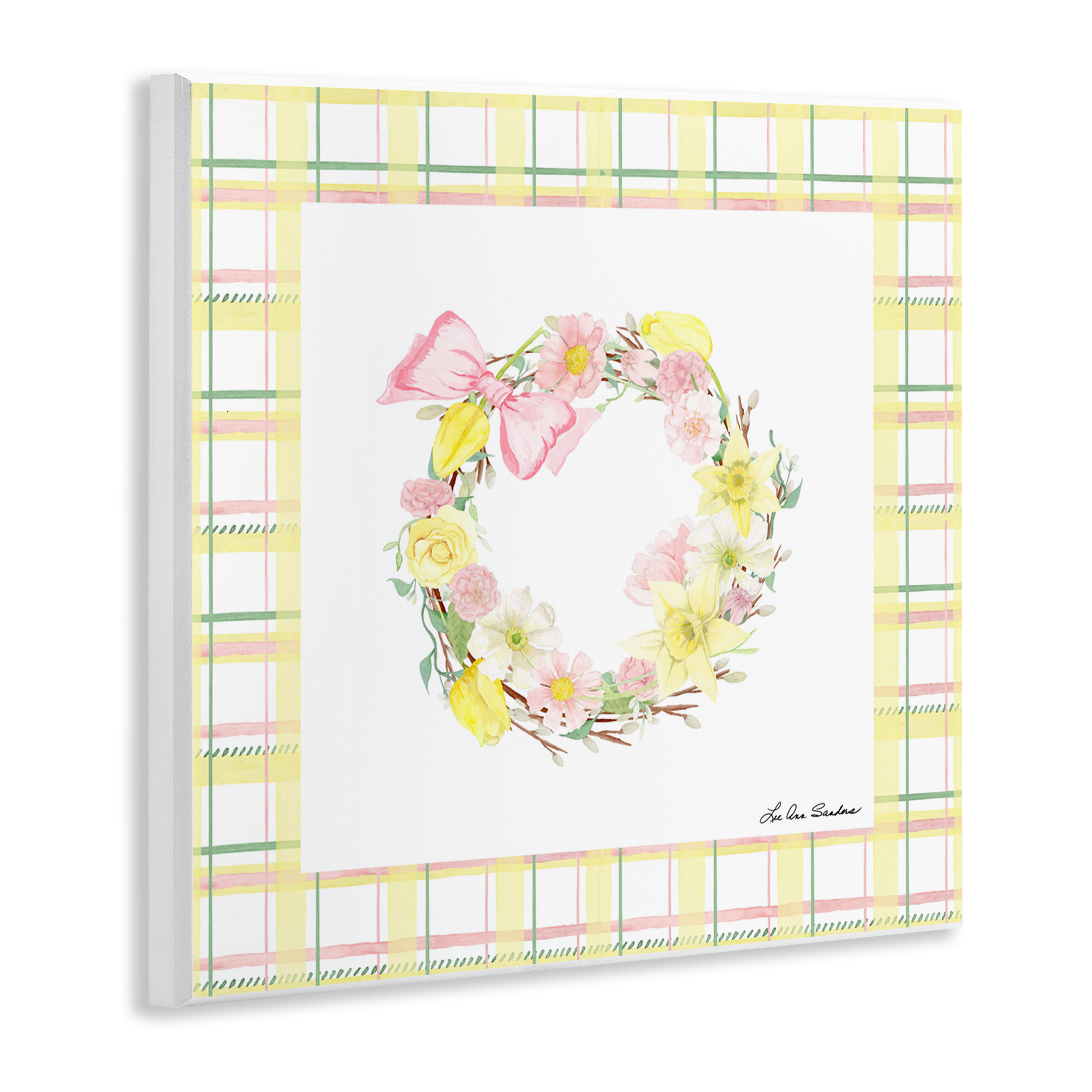 Wreath in Spring Pastels Wall Plaque Art, design by Lee Ann Sanders