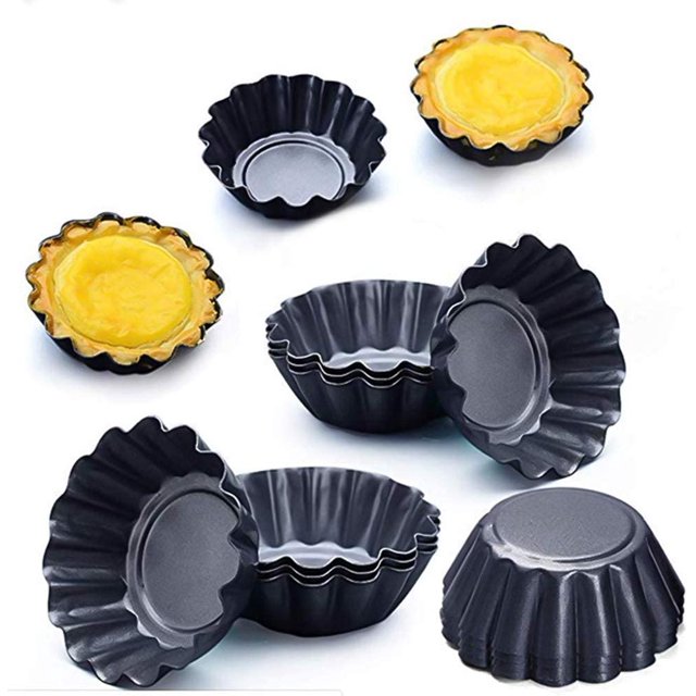12 mini tartaletas en forma de quiche | Moldes para pasteles | Molde Molde Redondo para Hornear con Revestimiento Antiadherente - Negro Xemadio ZH-279-1