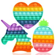 Pysona Toys Pop Its It Push Pop Unicorn ADHD Bubble Fidget Sensory Toys 3 Pack Autism Learning Materials for Anxiety Stress Relief Toddlers Teens Adults Older (3 Pack-Rainbow)