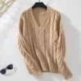 thumbnail image 1 of PEONAVET Chandails pour Femmes Chandail Décontracté à Col Rond Manches Longues Tricoté à Rayures Blouse Ample, 1 of 3