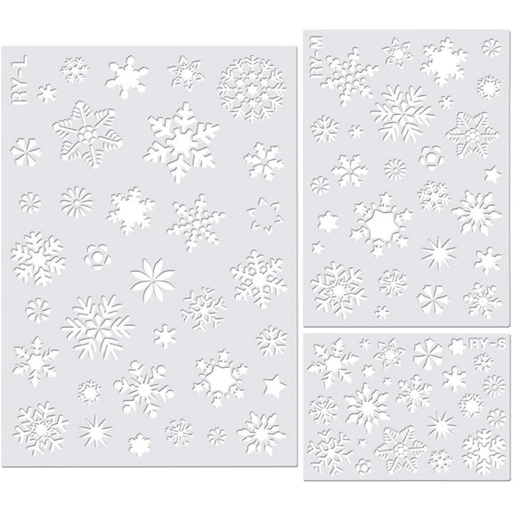 D-GROEE 3Pcs Christmas Snowflake Stencil Template, Reusable Plastic Craft Drawing Painting Stencil Journal Template for Window Glass Wall Door Card Scrapbook Notebook Holiday Xmas Snow Flake Art DIY