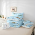 thumbnail image 6 of Feelyou Plane Aircraft Print Bedding Comforter Set 7pcs for Kids, Blue Stars Galaxy Queen Bedding Sets, Cartoon Airplane Reversible Queen Sheet Sets, Ultra Soft Bedroom Decor, 6 of 8