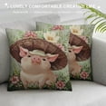 thumbnail image 3 of SHANXI Little Mushroom Pillow Covers Spring Flowers Pillow Case Summer Mushroom Floral Throw Pillow Covers Square Home Decorative Cushion Pillowcase for Sofa Bedroom 22x22in, 3 of 5
