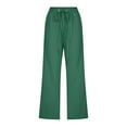 thumbnail image 4 of Women Comfortable High Waisted Wide Leg Pants Drawstring Elastic Trousers Comfy Straight Leg Long Pants With Pockets Elderly Womens Clothes, 4 of 5