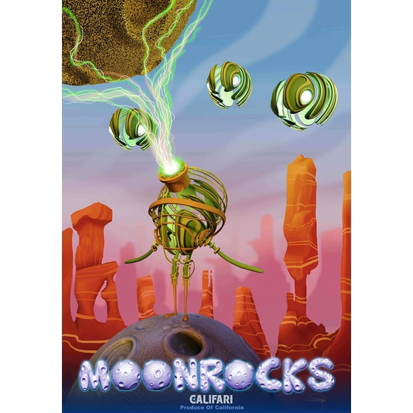 Califari Moon Rocks Full Color Strain Art Poster - Weed Decor Posters for a Home Dorm Store Dispensary or Smoke Shop - 13" x 19" Lithograph Print