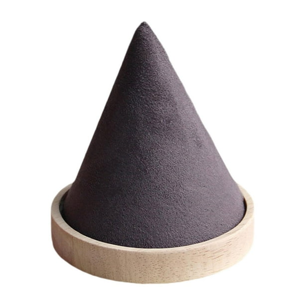 Expositor de pulseras y relojes con forma de cono, soporte para coleteros, base de madera para joyería. Gris