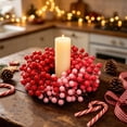 thumbnail image 4 of Kokovifyves 23cm Christmas Wreath with Artificial Red Pink Berries, Berry Garland Hanging Ornament for Door Wall Window Holiday Display, 4 of 6