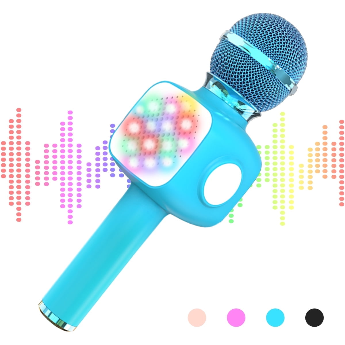 GLUAAE Bluetooth Karaoke Microphone - Wireless Singing Mic Speaker for Kids & Adults-Blue