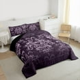 thumbnail image 3 of jejeloiu Retro Damask Print Full Size Comforter Sets,Rustic Dragonfly Bedding Comforter Set,Purple Baroque Flower Bedding Sets For Men Women,Luxury Bedroom Decor Reversible,3-Piece, 3 of 8