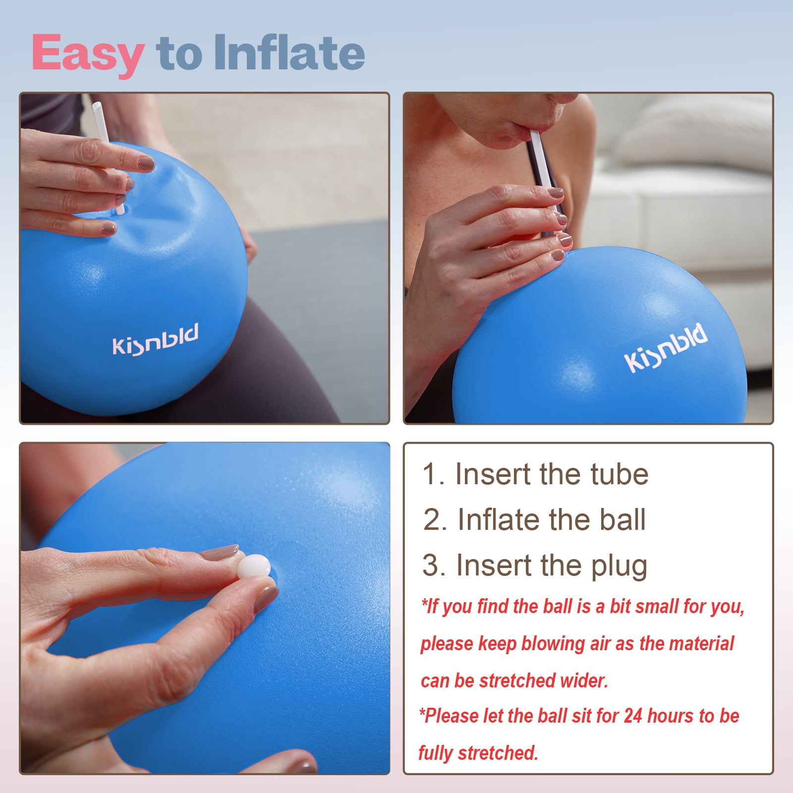 kisnbld Pilates Ball, 9-inch Anti-Burst Small Exercise Ball, Mini Yoga Ball for Physical Therapy, Stretching & Core Strength for Home Gym & Office