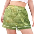 thumbnail image 2 of Women's Satin Pajama Shorts Spring Leaf Pattern with Pockets, Elastic Waist Sleep Lounge Shorts, 2 of 7