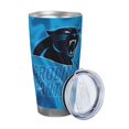 thumbnail image 2 of Taza térmica duradera de acero inoxidable 304 con tapa y pajita con temática del equipo de fútbol Panthers Taza térmica de acero inoxidable de 20 oz Taza para automóvil Adecuada para bebidas frías y, 2 of 8