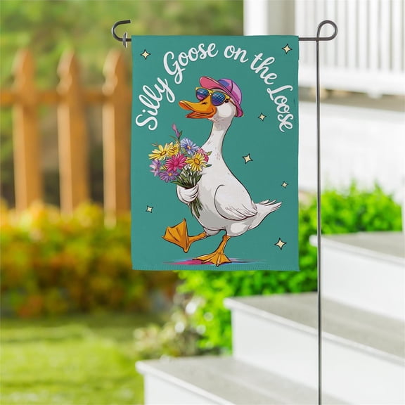 Silly Goose on the Loose Suede Garden Flag