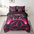 thumbnail image 2 of Erosebridal Gaming Bedding Sets Full Size 7 Pieces , Abstract Lines Bed in a Bag, Black Hot Pink, Reversible, 2 of 5