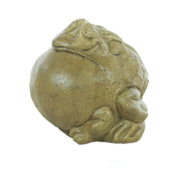 Solid Rock Stoneworks Medium Fat Frog Concrete Statue, 5" Tall, Aged Pine Color