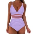 thumbnail image 2 of Roncen Women's Tummy Control Swimsuits Mesh Sexy One Piece Bathing Suits Slimming V Neck Swimwear, 2 of 9