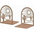 thumbnail image 2 of Metal Bookends for Shelves Modern Decor Heavy Duty Study Book Support Stoppers for Office Desk Shelf Room 5.3"x4.3"x6.1" Cast Iron Simple Brown Book Ends 1 Pair (Landscape), 2 of 8