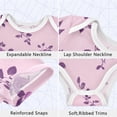 thumbnail image 3 of Purple Rosebuds Leaves Pure Cotton Bodysuit Short Sleeve Pajamas One-Piece Romper Unisex 9M, 3 of 6