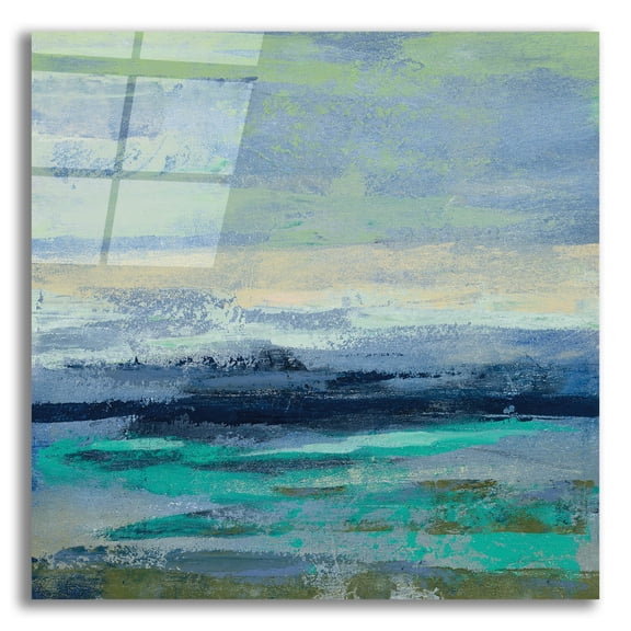 Epic Art 'Teal Wave II' by Silvia Vassileva, Acrylic Glass Wall Art, 12"x12"