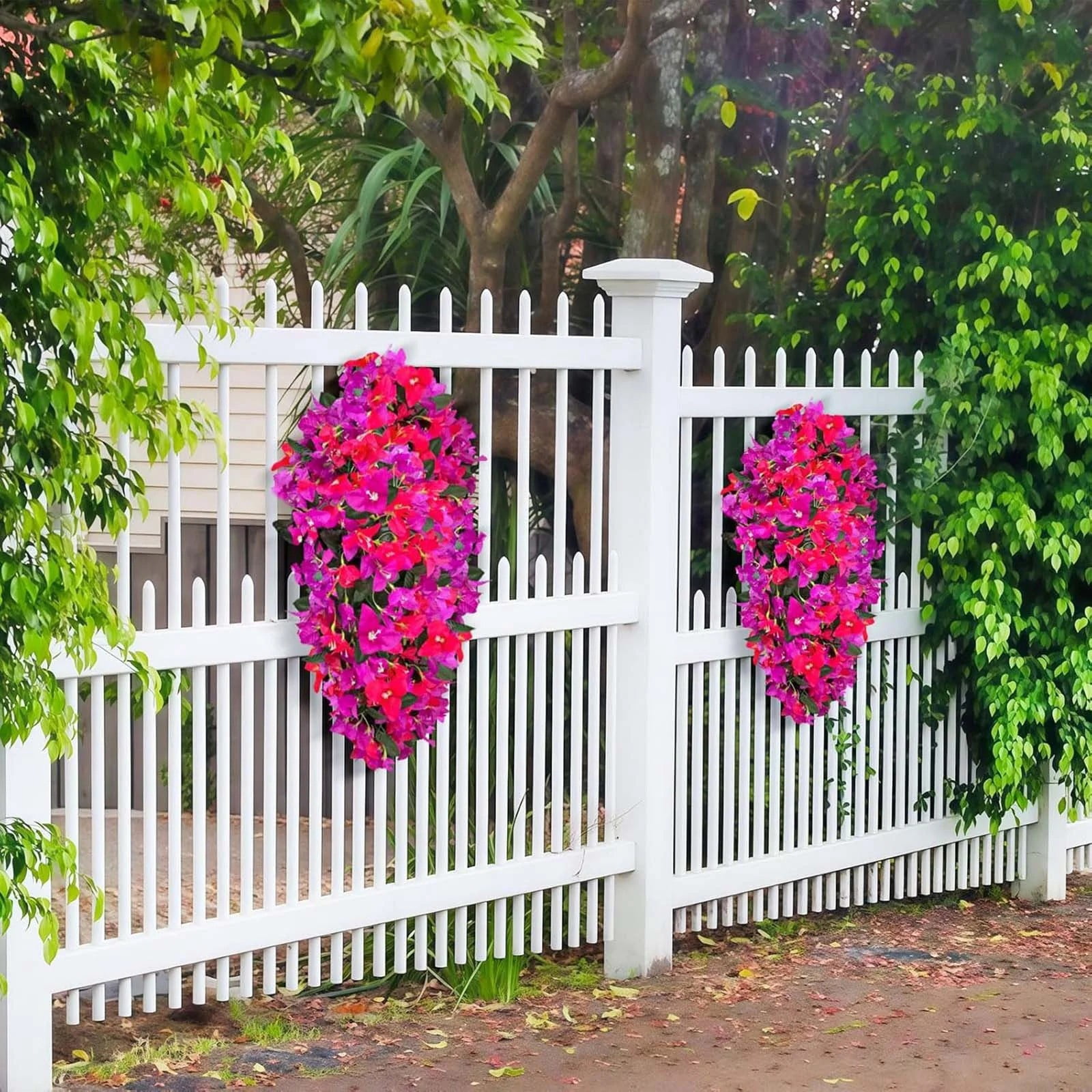 1Pc Artificial Fake Bougainvillea Flowers for Outdoors Decoration,Plastic Long Trailing Vines Fake Flowers,Realistic Silk Flowers for Front Porch,Patio,Garden,Window Boxes & Hanging Baskets