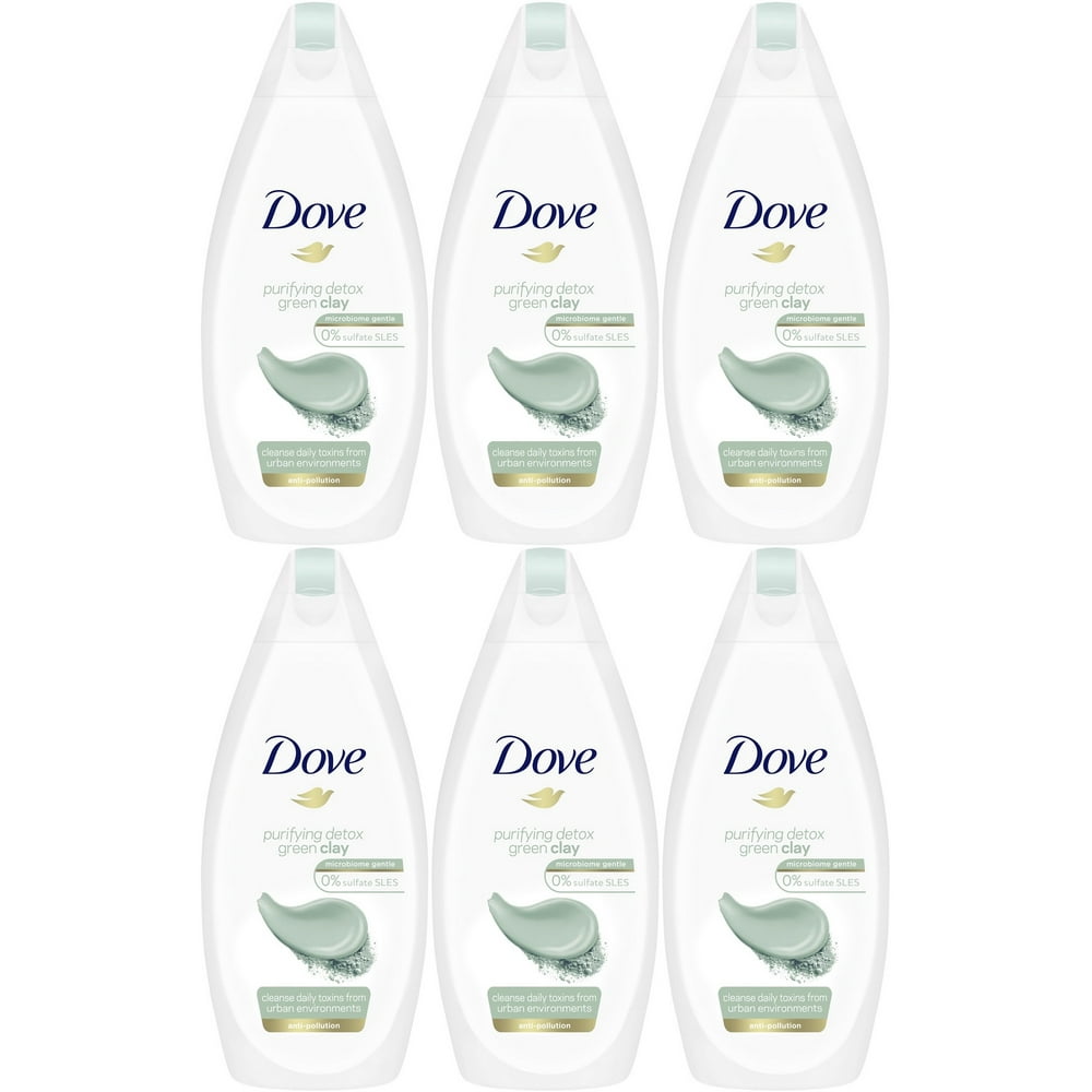 Dove Purifying Detox Green Clay Body Wash, 16.9 Ounce / 500 Ml (Pack of
