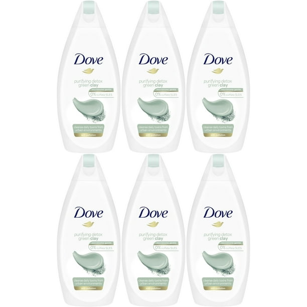 Dove Purifying Detox Green Clay Body Wash, 16.9 Ounce / 500 Ml (Pack of