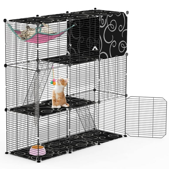 iMounTEK 3-Tier Cat Cage Playpen, Enclosure Indoor DIY Iron Wire Cat House for 1-2 Small Animals