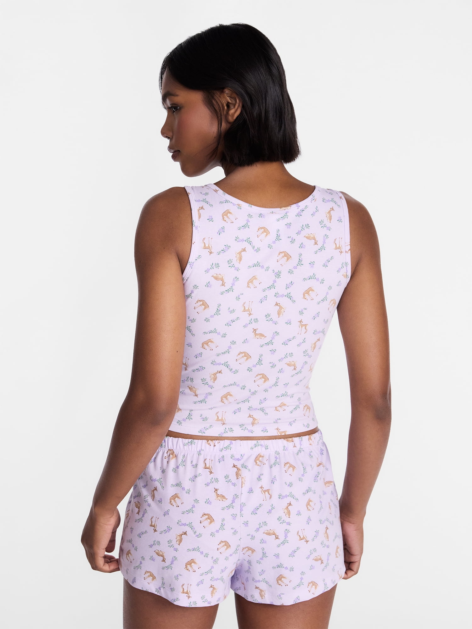 No Boundaries Cloud Core Sleepwear Tank Top and Shorts Sleep Set, 2-Piece, Women's XXS-3X